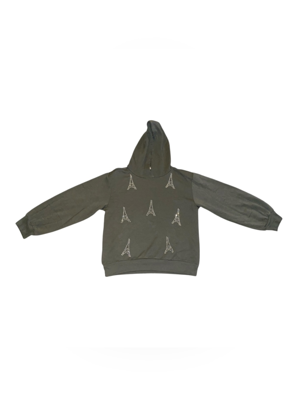 NWT Rhinestone Eiffel Tower Hoodie M G75